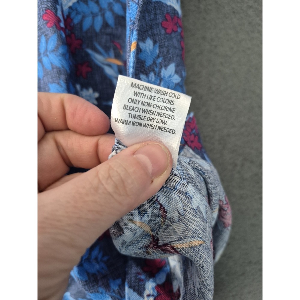 Quieti Mens Linen Tencel Camp Collar Floral Tropical Shirt Size L Blue NWT $110 - Picture 12 of 12
